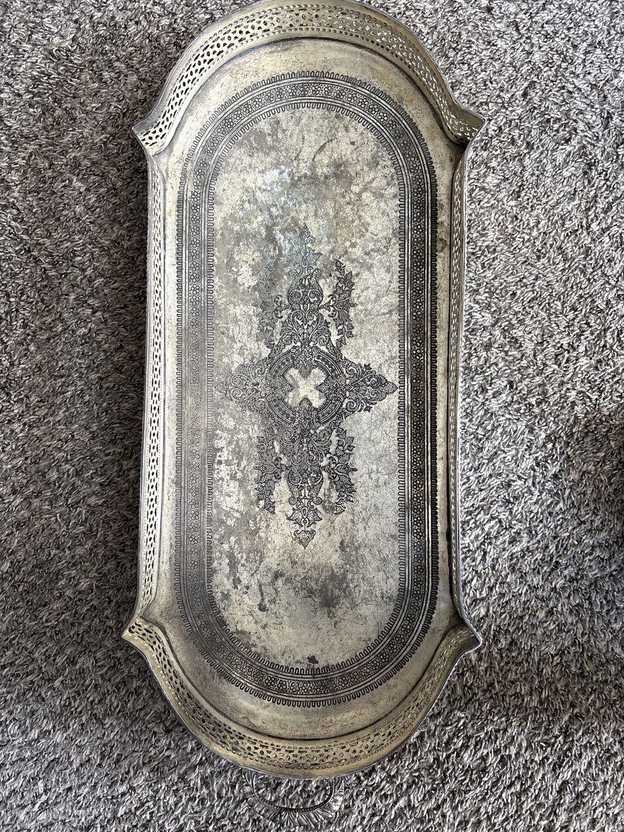 Silver metal tray