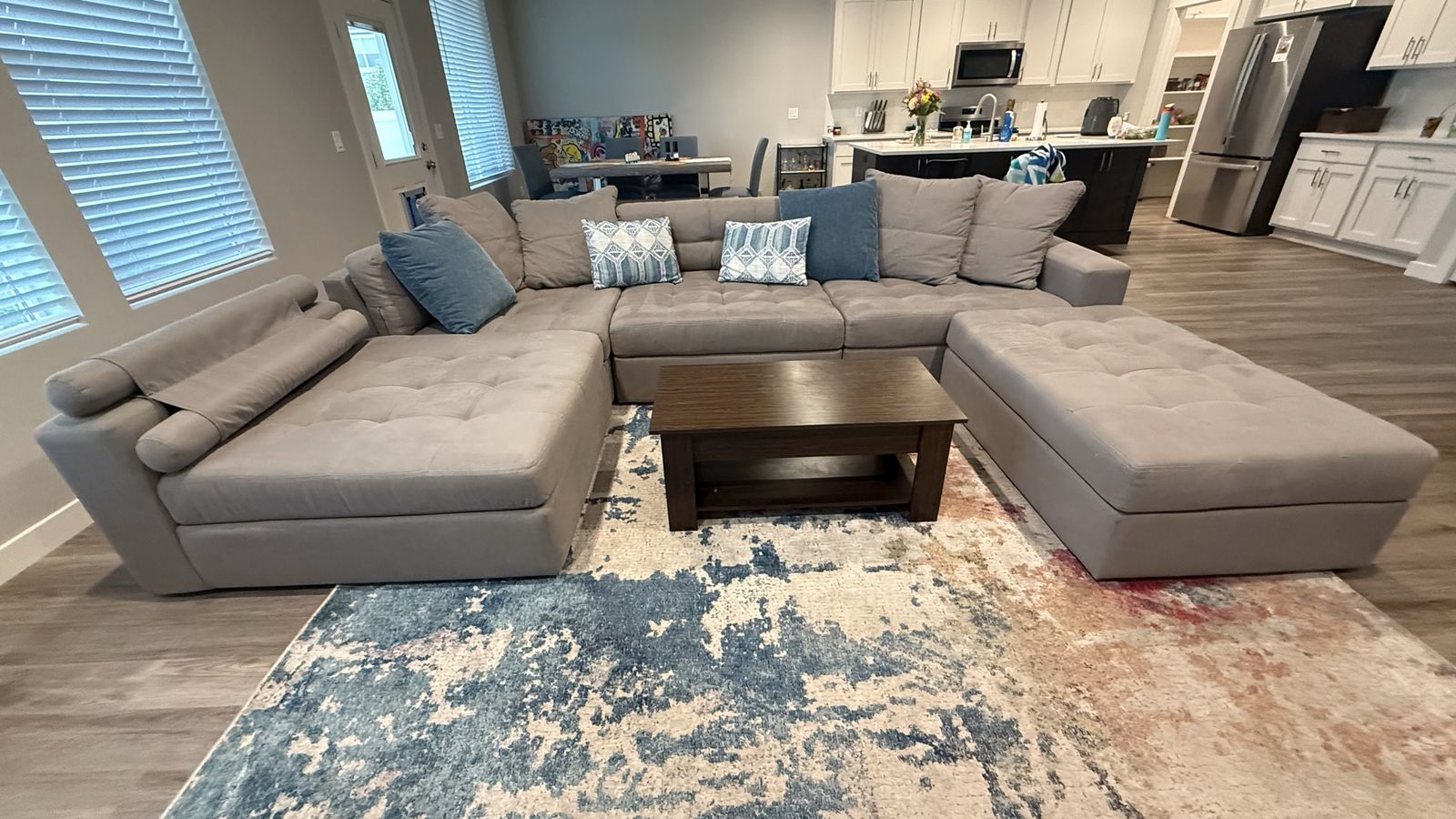Gray large sectional couch