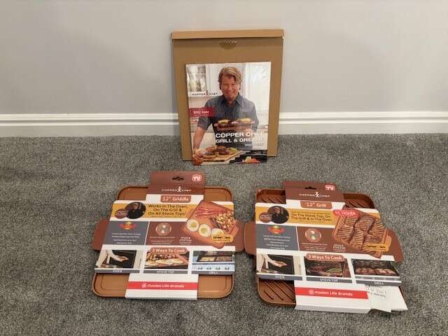 Copper Chef Grill/Griddle/Cookbook Set - NEW