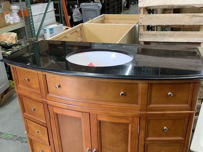 Home Decorators Collection Hampton Harbor 45 in. W x 22 in. D x 35 in. H Single Sink Vanity in Sequoia Black Granite