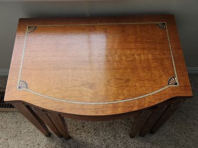 Vintage solid mahogany inlaid nesting tables