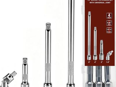 YEOLYTA 4-Piece 1/4" Drive Socket Extension Bar Set with Universal Joint