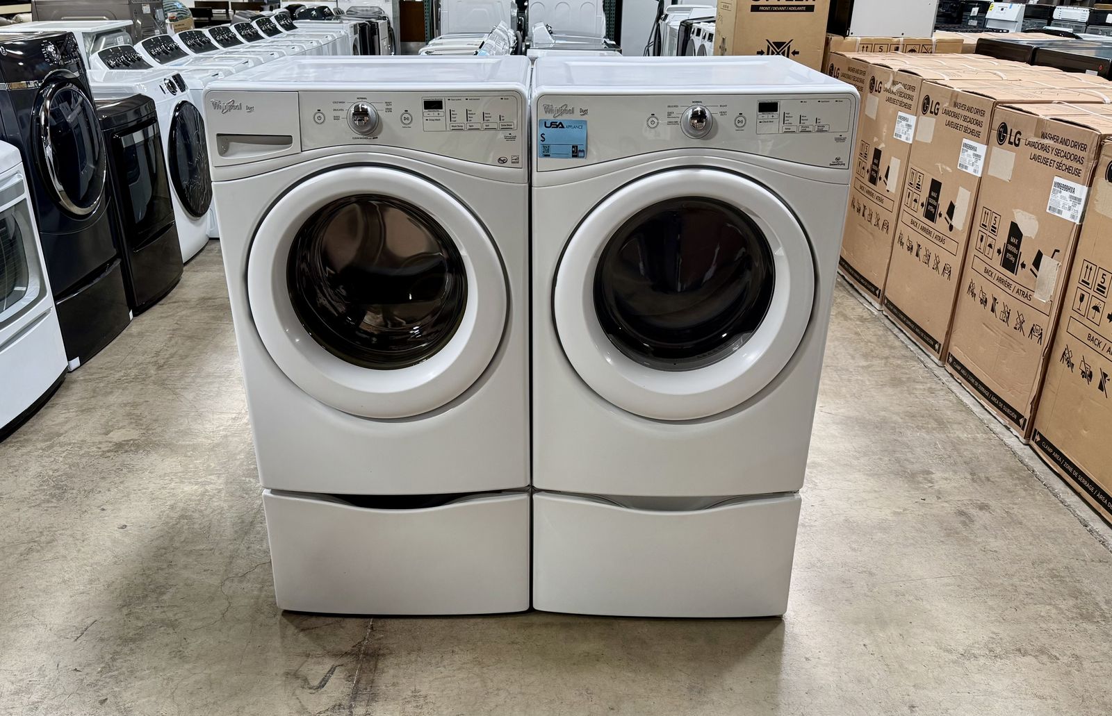 WHIRLPOOL WASHER AND DRYER SET WITH WARRANTY