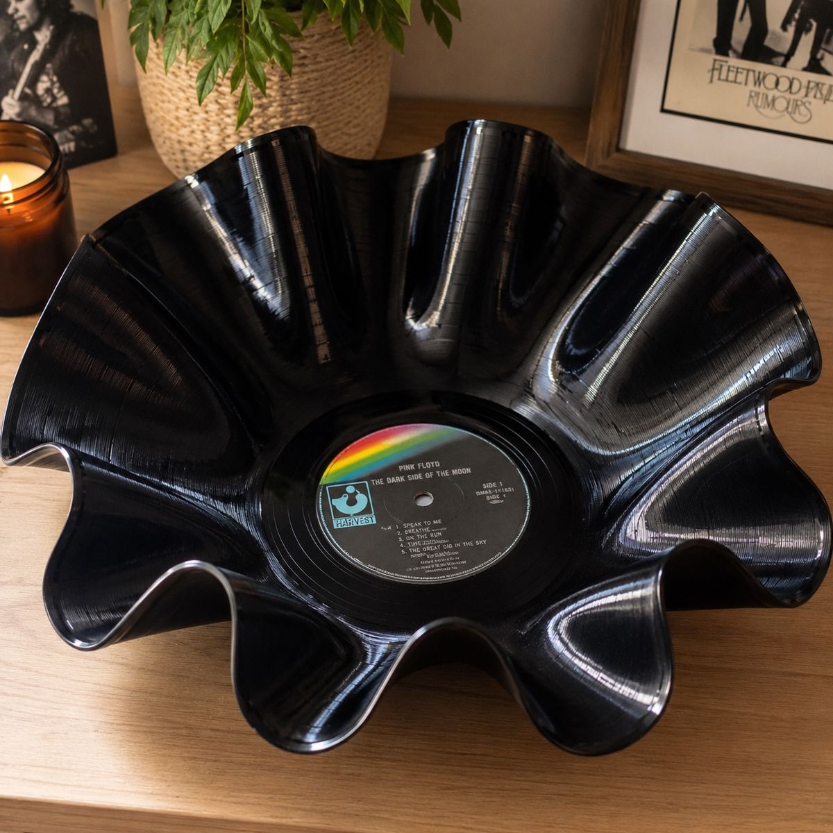 Melted Vinyl Record Decorative Bowl