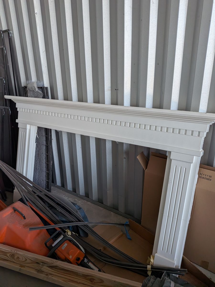 White Wooden Fireplace Mantel Surround with Dentil Molding