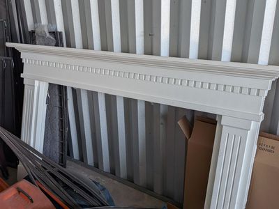 White Wooden Fireplace Mantel Surround with Dentil Molding
