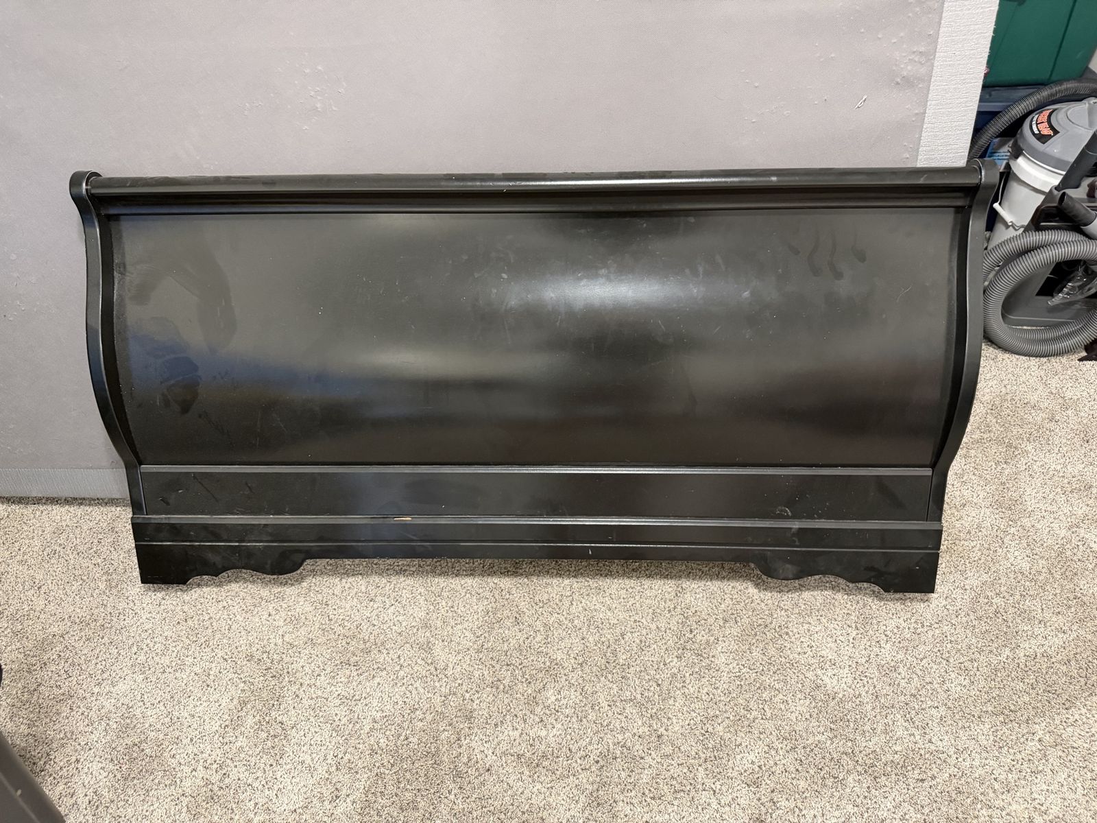 Black Wooden Headboard - Sleigh Style, Queen Size, UsedGood Condition