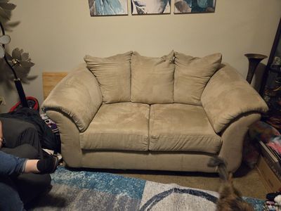 Tan microfiber loveseat