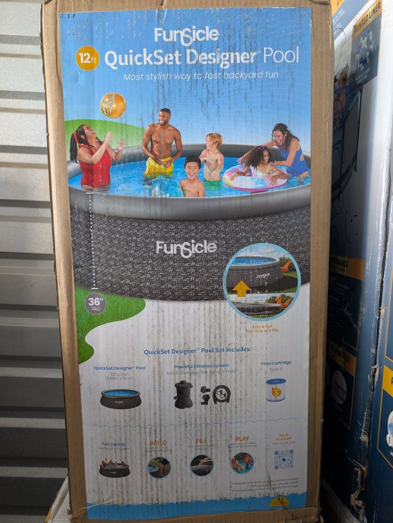 New in Box Funsicle 12ft Quickset Designer Inflatable Pool