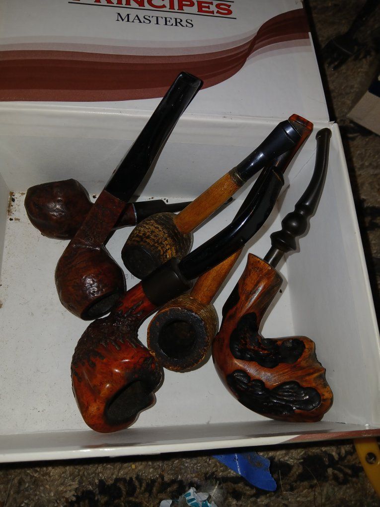 Vintage Wooden and Corn Cob Tobacco Pipes Lot of 5