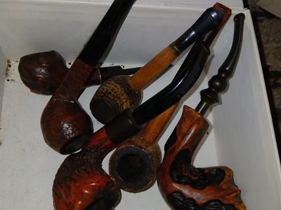 Vintage Wooden and Corn Cob Tobacco Pipes Lot of 5