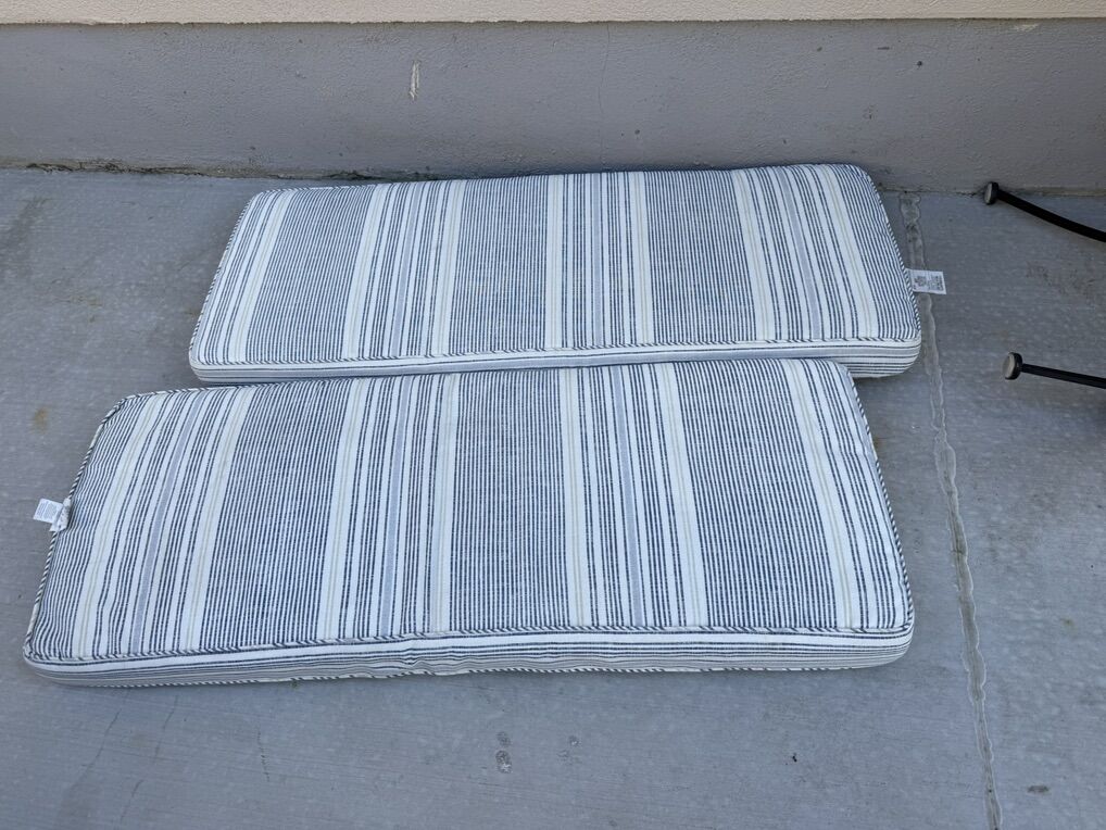 Outdoor bench cushions $25 each 46” L by 18”
