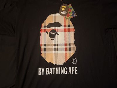 BAPE Black Plaid Ape Head Graphic Tee XL w/ Tags
