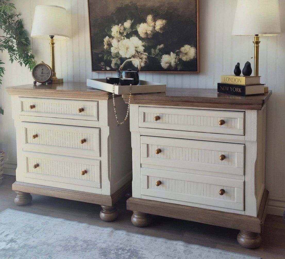 Large Ashley Hidden Drawer Nightstands Fluted