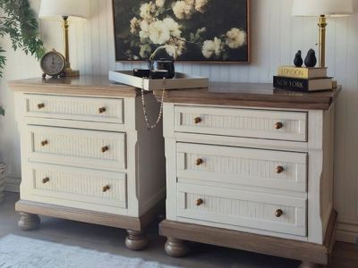 Large Ashley Hidden Drawer Nightstands Fluted