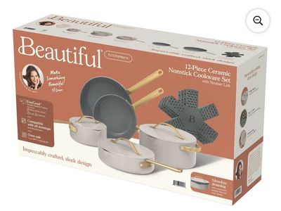 New Beautiful 12-Piece Ceramic Nonstick Cookware Set, Pots and Pans