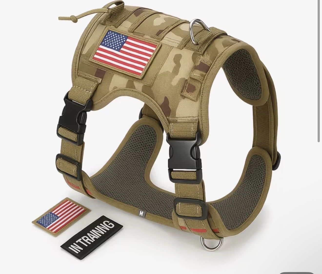 Tactical Dog Harness Vest with Handle - No-Pull, Adjustable, Military-Grade, Includes Patches