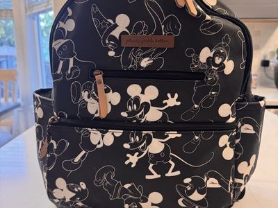 Petunia Pickle Bottom Disney Mickey Boxy Diaper Backpack - Black/White, Like New w/ Accessories