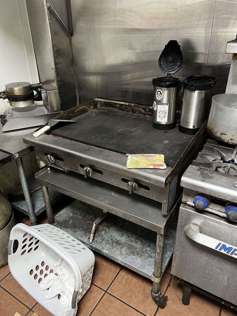 Heavy-Duty Commercial Griddle on Stand with Casters, Stainless Steel, Restaurant Equipment