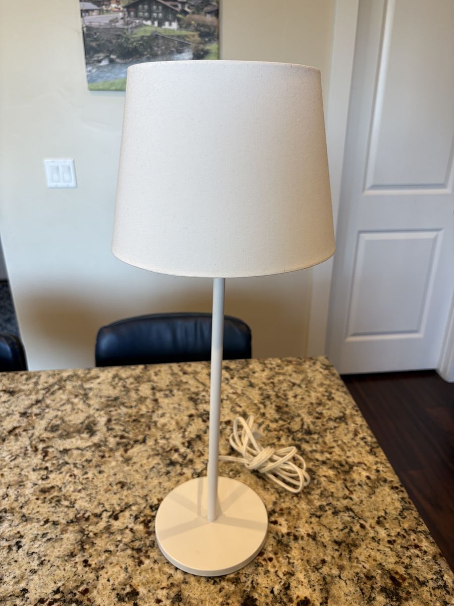 White Small Table Lamp with White Shade - Compact Design