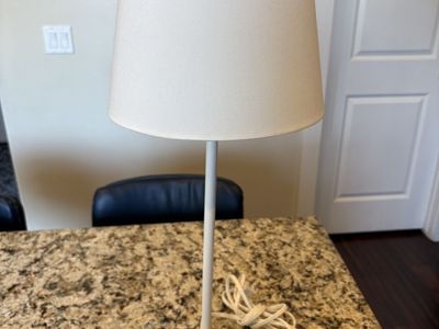 White Small Table Lamp with White Shade - Compact Design