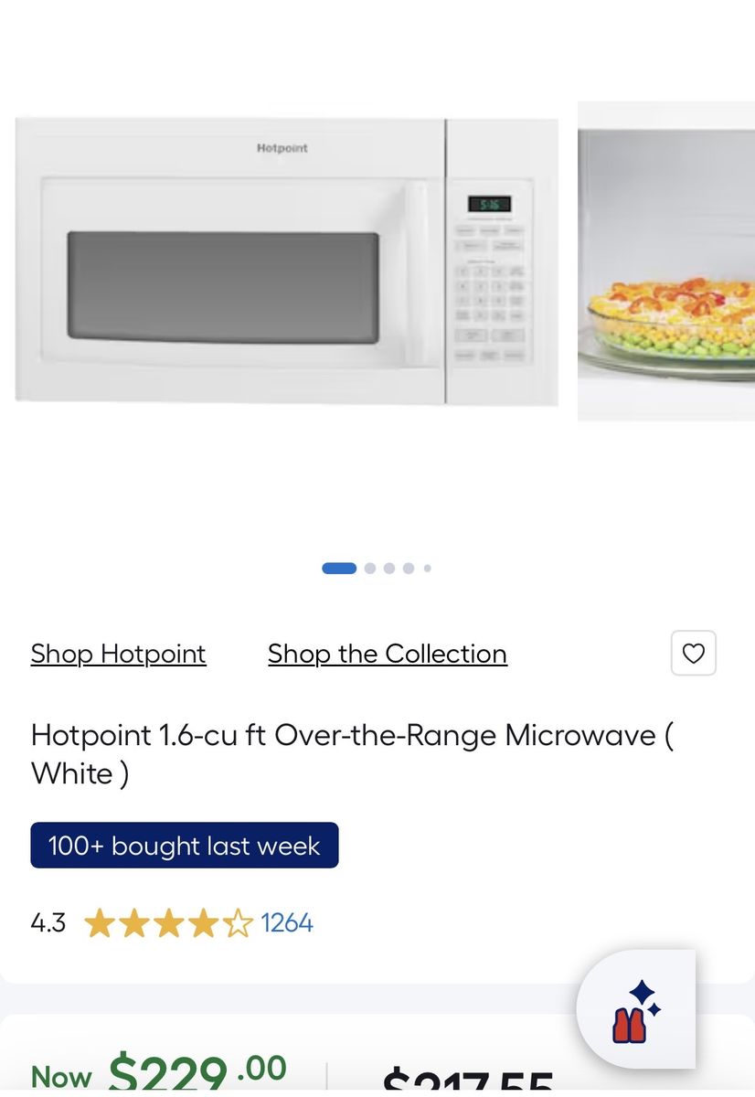 Hotpoint 1.6 cu ft Over-the-Range Microwave in White - New in Box
