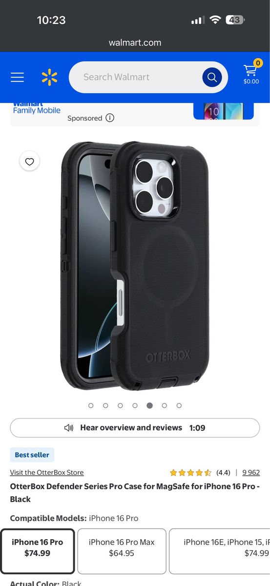 OtterBox Defender Series Pro Case with MagSafe for iPhone 16 Pro - Black