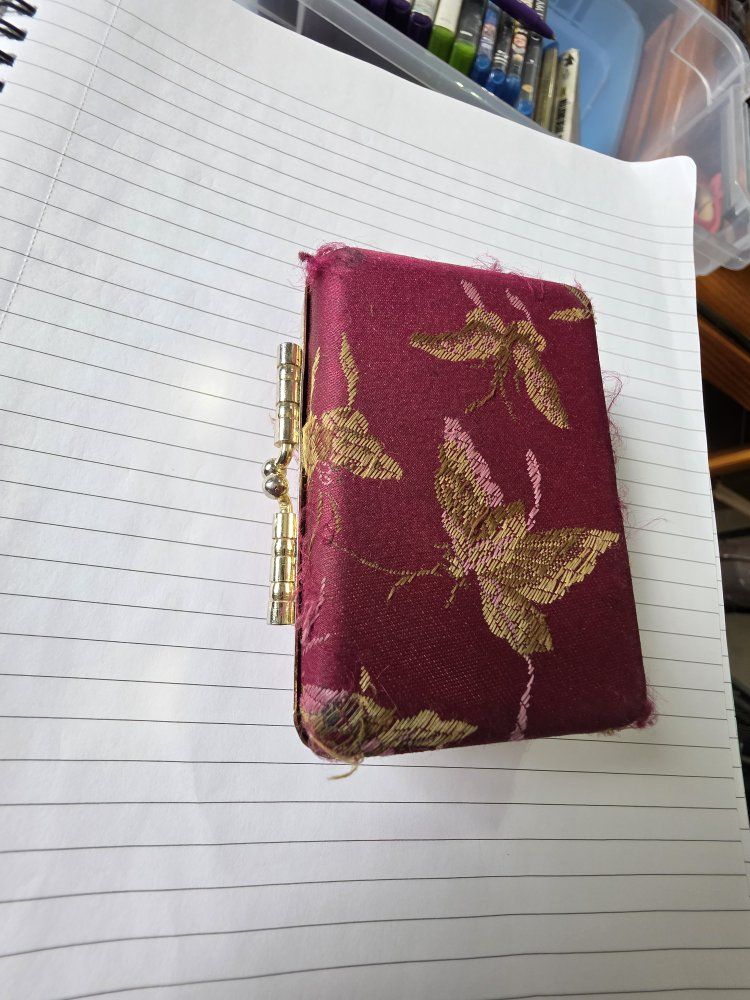 Vintage Silk Brocade Lipstick Case / Trinket Box with Mirror