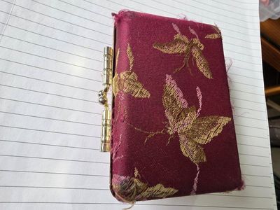 Vintage Silk Brocade Lipstick Case / Trinket Box with Mirror