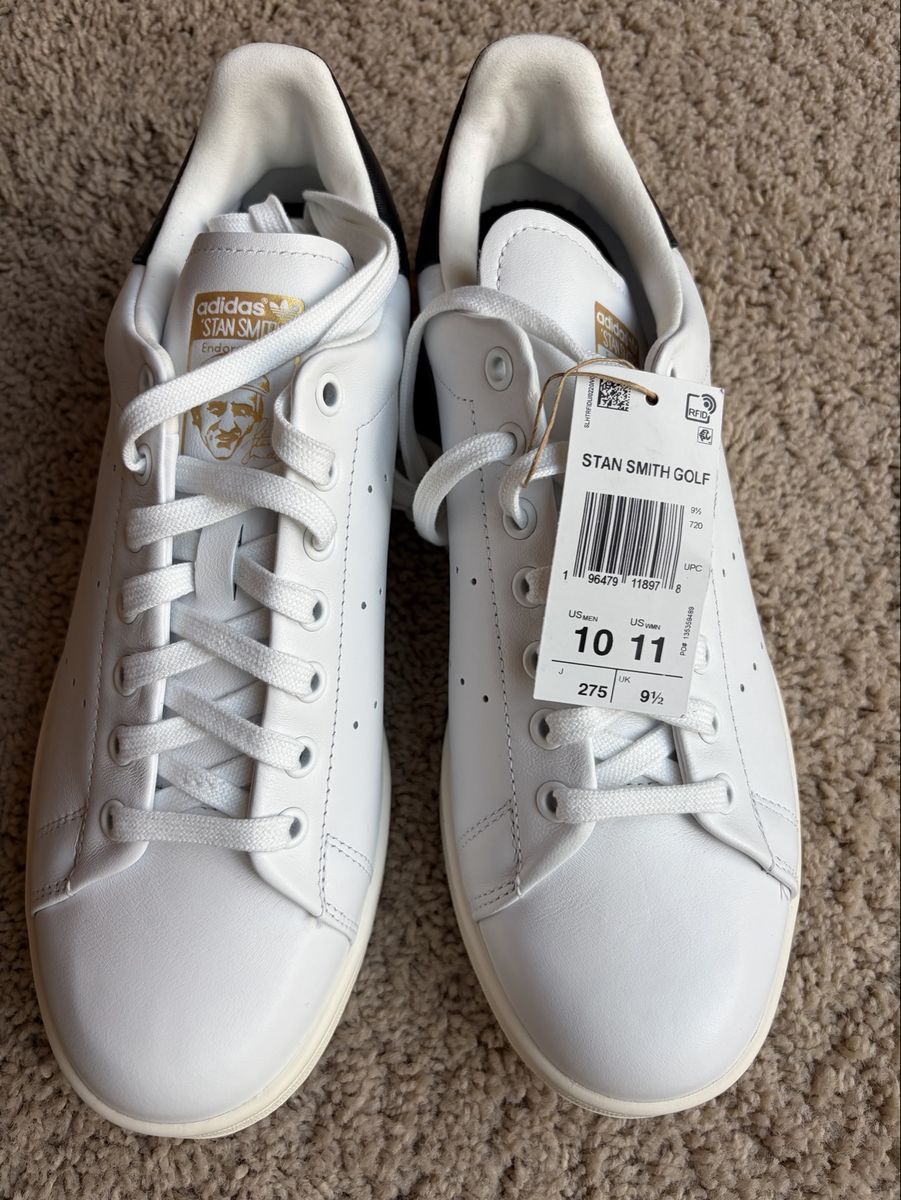 Adidas Stan Smith Spikeless Golf Shoes Men's Size 10 White Black