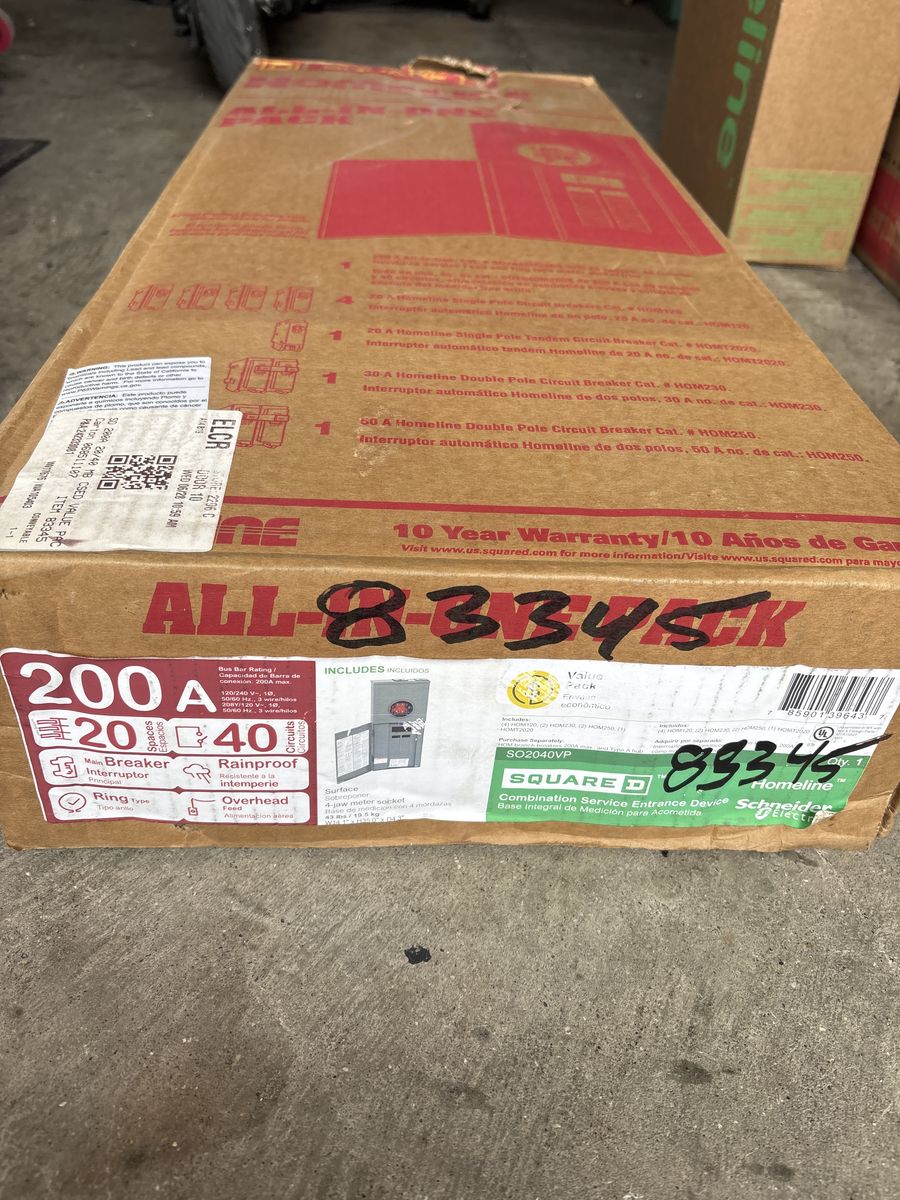 Square D Main Breaker panel 200 A