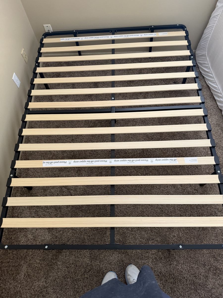 Full Size Metal Platform Bed Frame with Wood Slats - Mattress Foundation