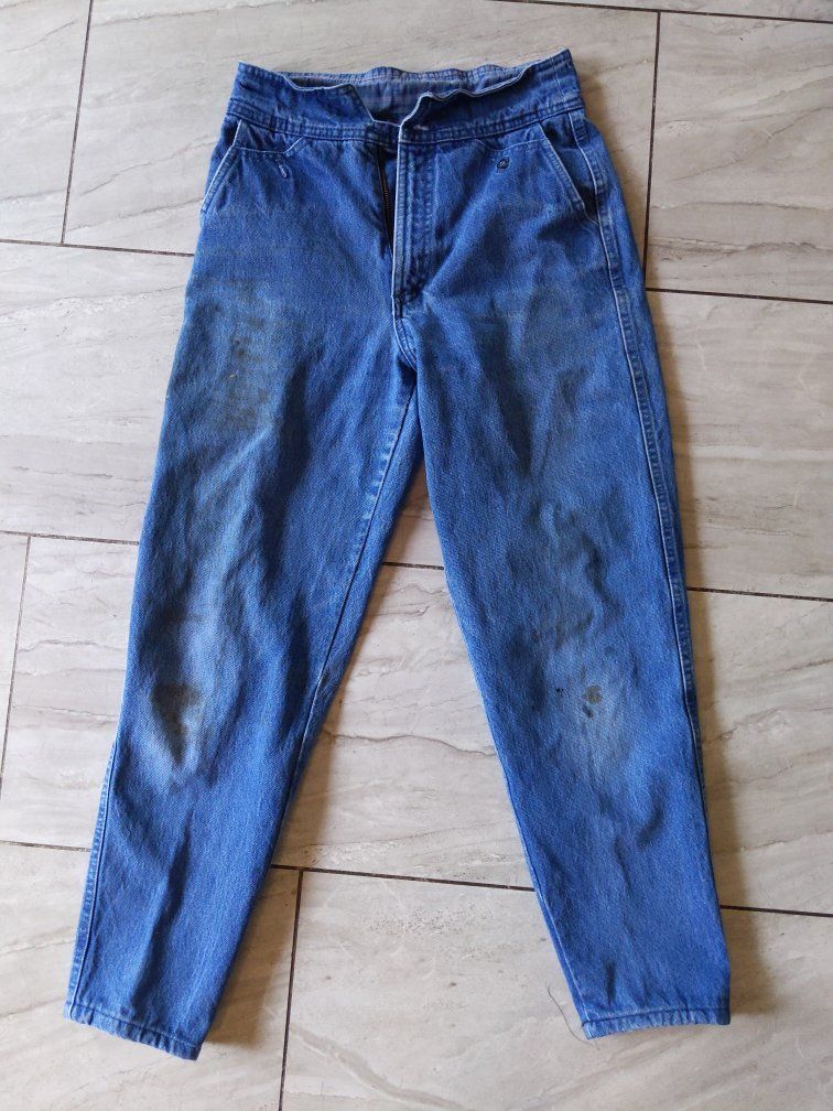 Vintage Rocky Mountain Blue Denim Jeans Workwear Style with High Waist