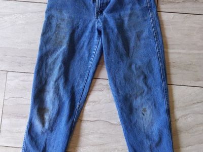 Vintage Rocky Mountain Blue Denim Jeans Workwear Style with High Waist
