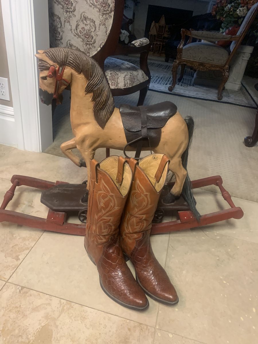 Justin Saddle Tan Custom Calf Skin With Crocodile