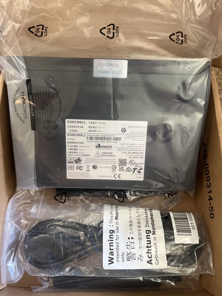 SonicWall TZ370W Next-Gen Firewall - New in Box with Power Cord - APL57-101