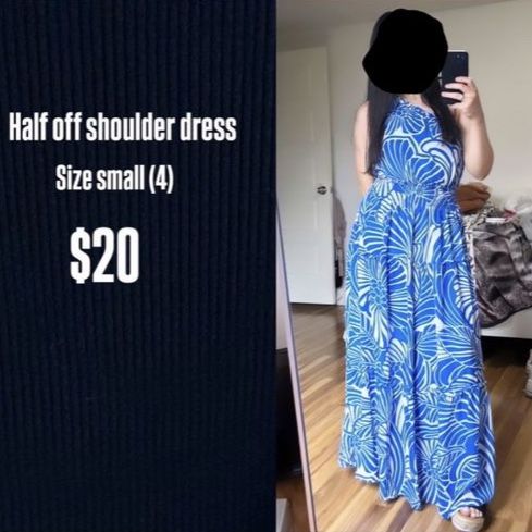 Half off blue shoulder dress