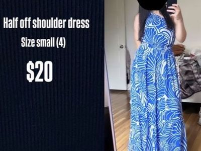 Half off blue shoulder dress