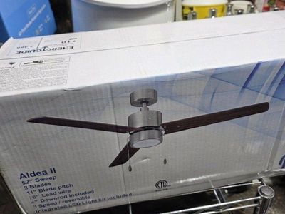 Aldea II 52-in Brushed nickel with Walnut blades