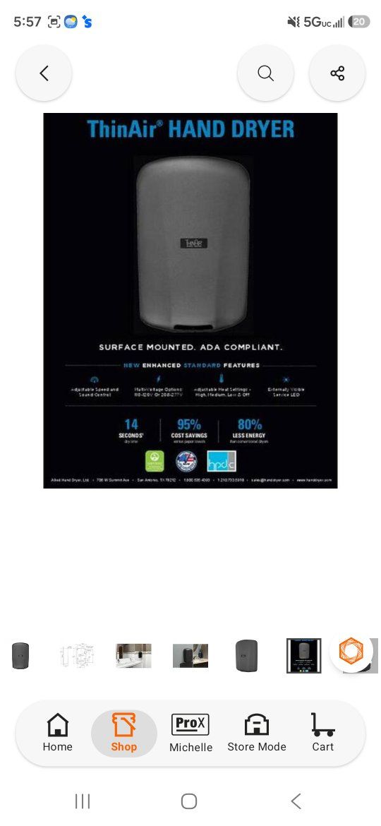 New Excel Dryer ThinAir Hand Dryer - ADA Compliant Surface Mounted