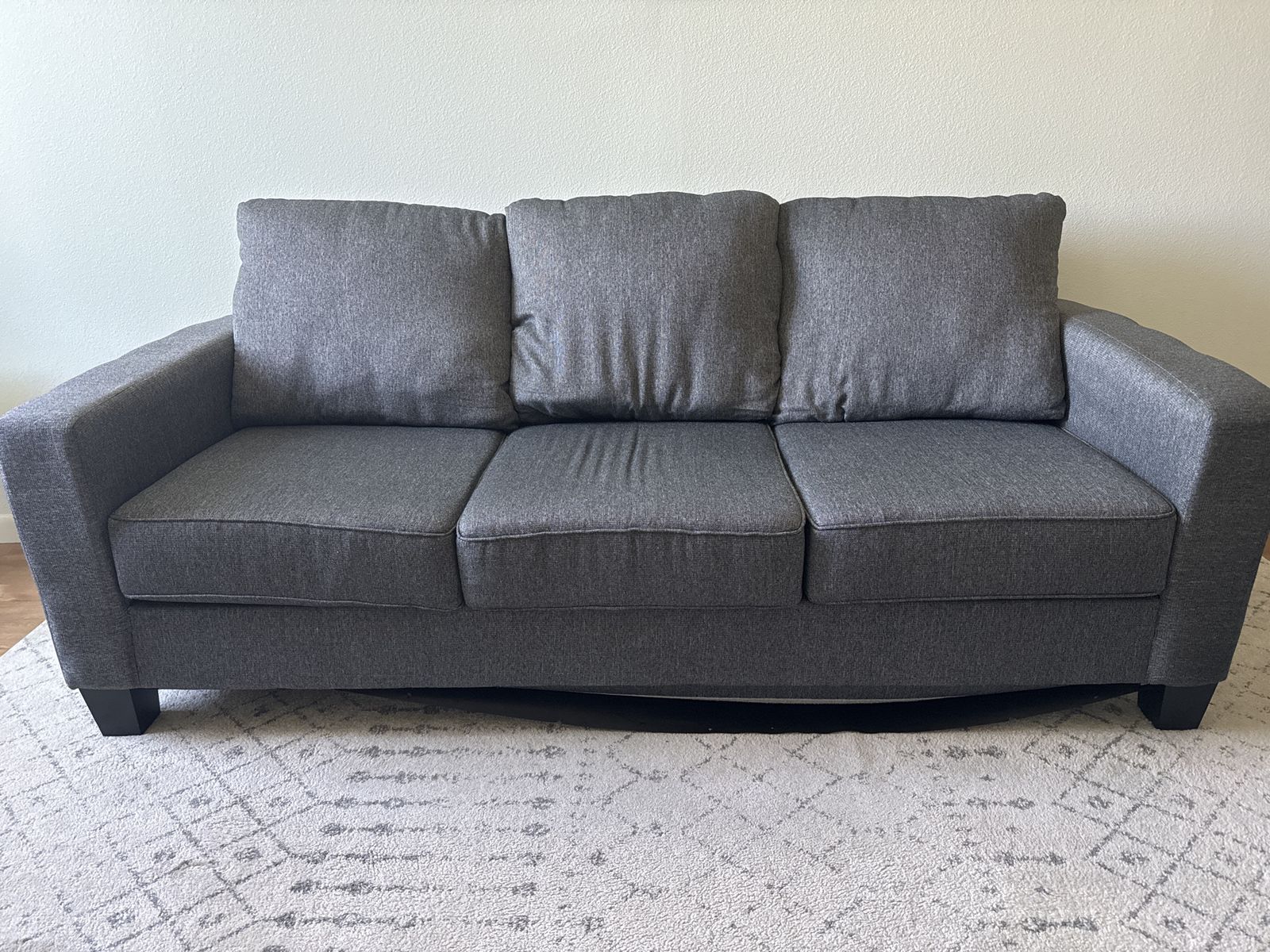 Modern Gray Fabric Three-Seater Sofa