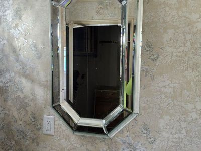 Octagonal Beveled Edge Wall Mirror, Vintage Style Home Decor