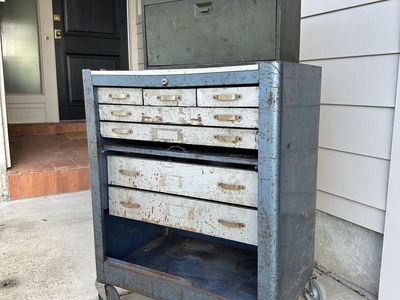 Vintage 1960s Tool Box Garage antique Drawers Vtg