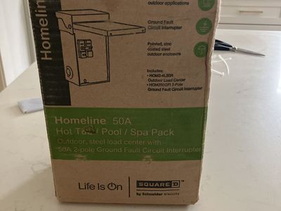50A 2 Pole GFCI Pool/Spa 120/240 SQUARE D Homeline outdoor Breaker Box