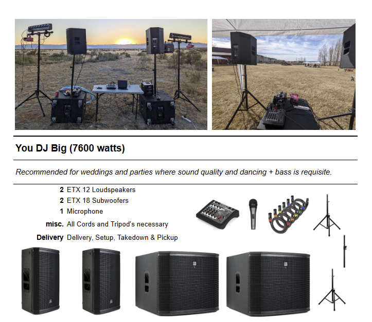 DJ Your Own Event - Top End Speakers and Earth Thumping Bass