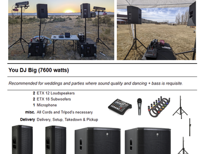 DJ Your Own Event - Top End Speakers and Earth Thumping Bass