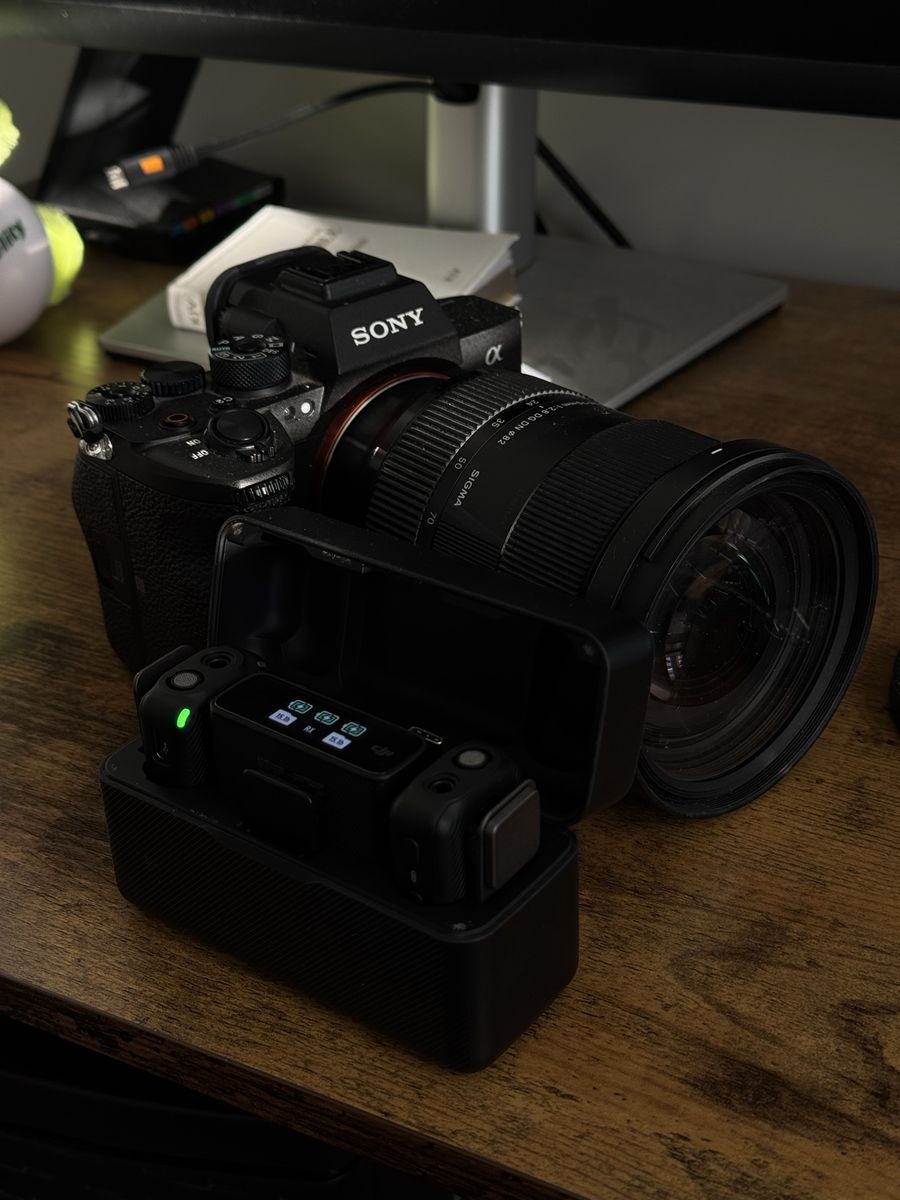 Sony Alpha A7S III Mirrorless Camera with Sigma 24-70mm f/2.8 Lens + DJI wireless microphones