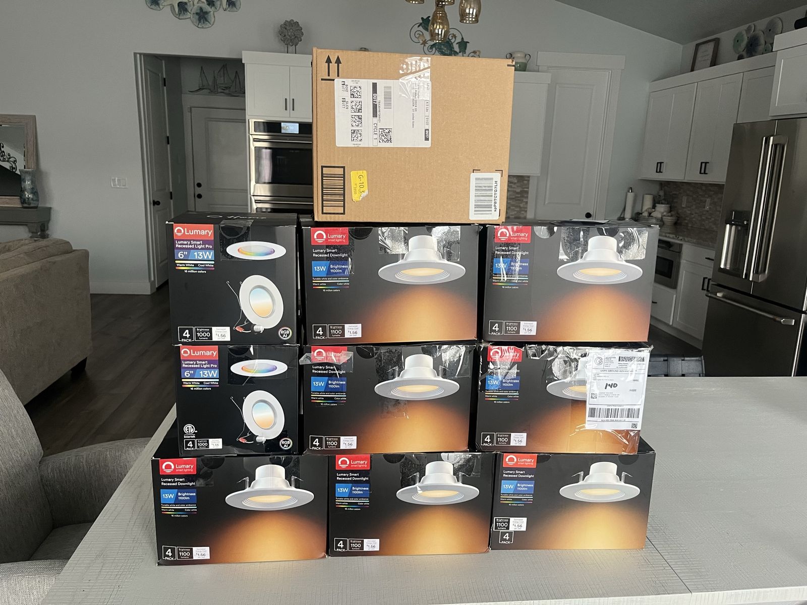 Lumary Smart Retrofit LED Recessed Lighting 6 Inch 13W RGBAICW 4-Pack (10 Boxes)