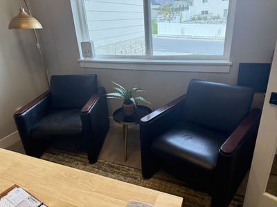 Leather accent chairs