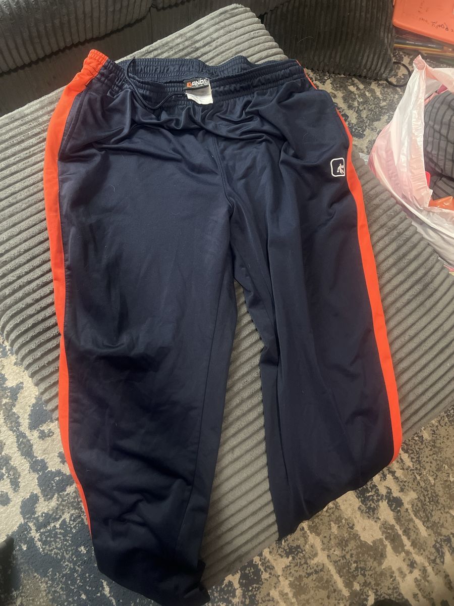AND1 Men's Athletic Track Pants Navy Blue and Orange Size 2XL